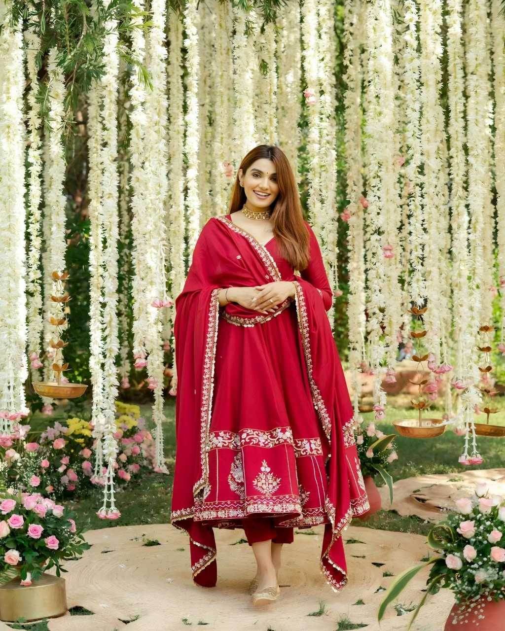 Heavy Roman Silk Embroidery Anarkali Sequin Gown - MYLUXURY LANE ENTERPRISE